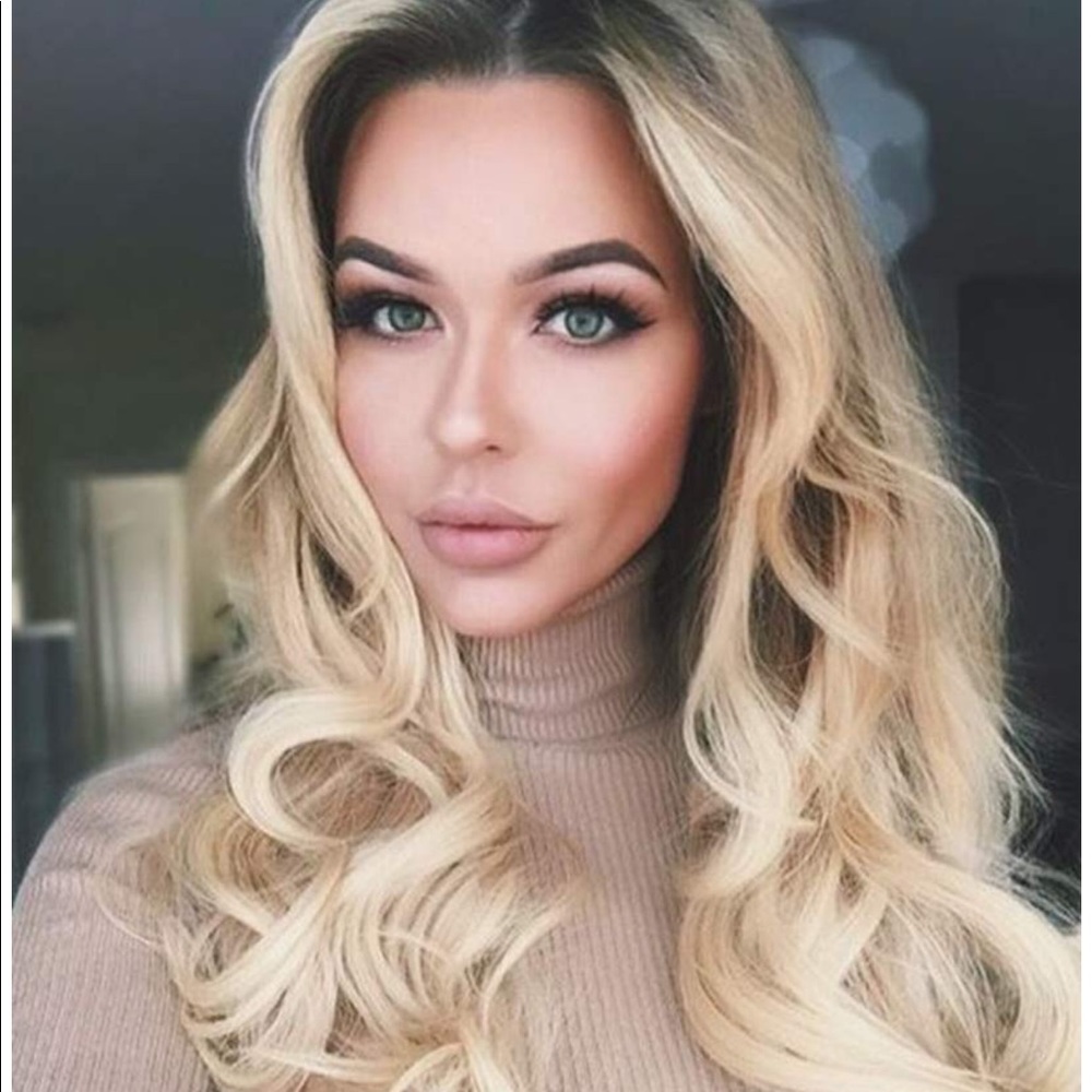 26”  Wavy Lace Front Wig Rooted, Ombré’ Platinum